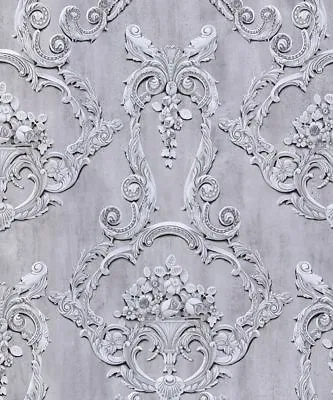 £8.24 • Buy Debona Wallpaper - Traditional Floral Damask Design - Grosvenor In Grey - 6217