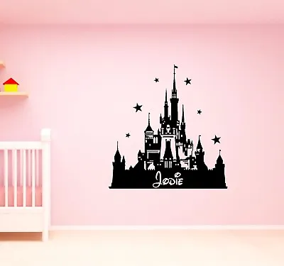 Disney Castle Personalised Name Vinyl Girls Room Wall Art Sticker  • £12.23