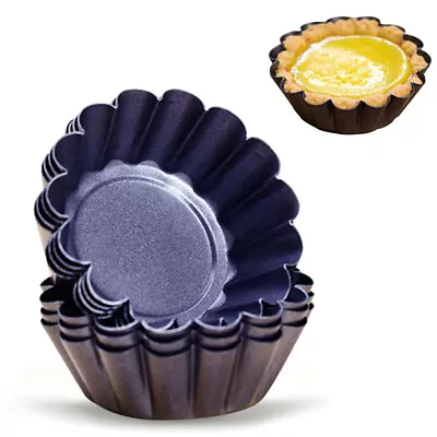 12Pcs Mini Round Nonstick Tart Pan Tartlet Molds Egg Tart Tin Muffin Cake Molds • $15.63