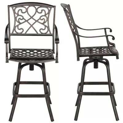 $119.99 • Buy Outdoor Cast Aluminum Patio Chair Swivel Bar Stool Antique Copper Design Bronze