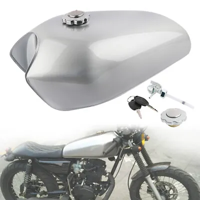 Motorcycle Fuel Gas Tank 9L/ 2.4Gal+switch Silver For Honda CG 125 Cafe Racer • £83.98