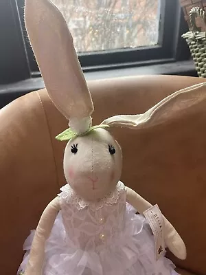 Bella Lux Easter Bunny Girl Doll Rabbit White Lace Dress Muslin Body 30” • $40