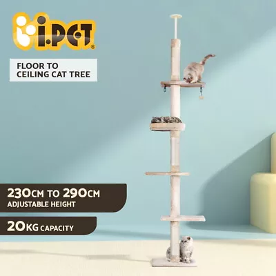 I.Pet Cat Tree 290cm Tower Scratching Cats Post Scratcher Floor To Ceiling Bed • $62.95