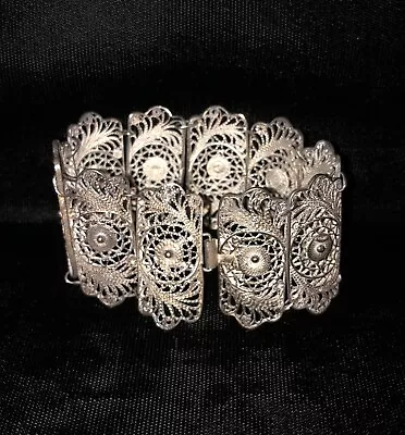  Bracelet Vintage Silver Filigree Design Stamped: Made In Mexico • $21