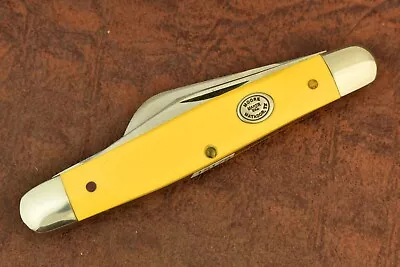 MOORE MAKER MADE IN USA By QUEEN CUTLERY CO YELLOW STOCKMAN KNIFE MATADOR TEXAS • $84