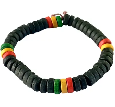 Rasta Roots Beads Bob One Love Jamaica Reggae Africa Roots Bangle Hand Made • $9.99