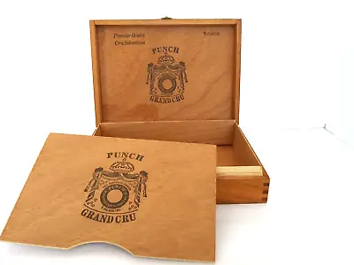 $9.95 • Buy Vintage Punch Grand Cru Wooden Dovetailed Hinged Cigar Box W Divider Robustos