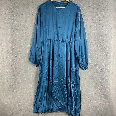 ZanZea Dress Womens 5XL Plus Blue Maxi Satin Event Occasion Evening Formal NEW • $29.95