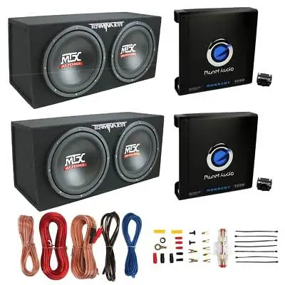 MTX TNE212D 12  Subwoofer (2 Pack) + Monoblock Amplifier (2 Pack) + Amp Wire Kit • $500.99