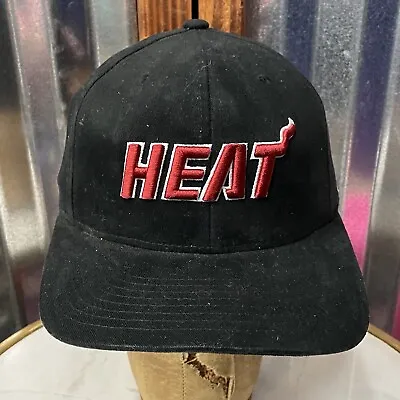 Vintage MIAMI HEAT ~ Embroidered Black / NBA Adjustable Reebok Hat / Cap ~ NEW • $9.99