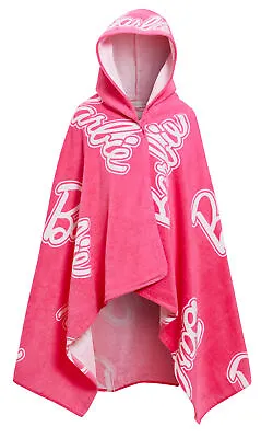 Girls Barbie Hooded Towel Kids Poncho Pink Beach Towel Bath Towel Swimming Wrap  • £14.95