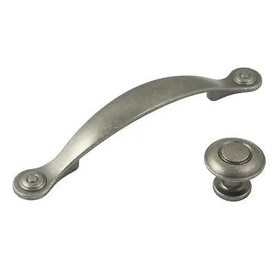 Pewter Door / Drawer Bow Pull Handle / Knob | Circle Kitchen Cupboard Cabinet • £3.77