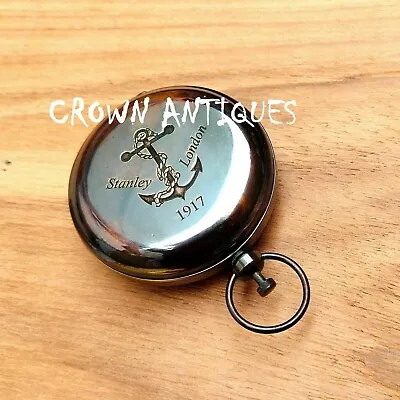 Vintage Handmade Push Button Compass Antique Brass Stanley London Engraved Style • $17.01