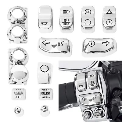 13Pcs Chrome Hand Control Switch Housing Button Covers Fit For Harley Road Glide • $20.39