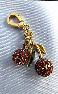 NWT Juicy Couture Red Crystal Pave Cherries Charm Gold Tone In Original Box • $60