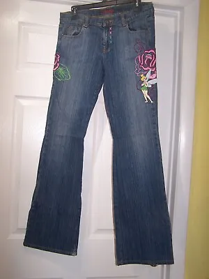 $10.95 • Buy Tinker Bell Jeans Disney Flare Leg Bellbottoms Sz 29x31