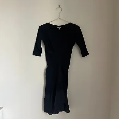 Morgane Le Fay Women's Asymmetrical Silk Trim Dress In Midnight Navy Size XSMALL • $34.99