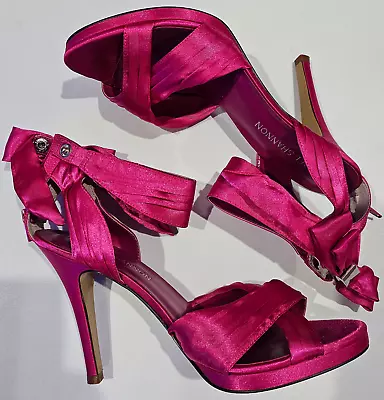 Michaele Shannon Pink/Fuschia Womens Shoe Size 8 High Heel Bow Zipper Mallard • $59.98