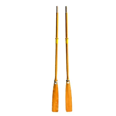 Pair Of VINTAGE Wood Oars 82.5  W/ Oarlocks • $149.85