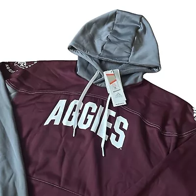 Adidas NCAA Texas A&M University Aggies Maroon Sweatshirt Pullover Hoodie L • $28