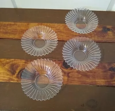 Lot Of 8 Round Tea Light Votive Candle Holders Flowers 5.5 In. Diameter Clear • $8