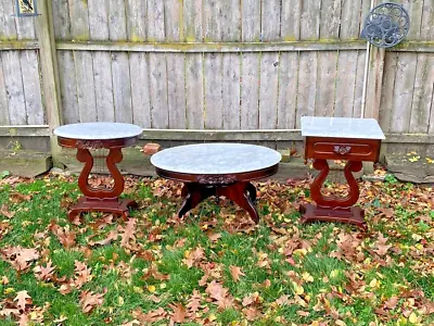 Mahogany Marble Table Top Victorian Antique Lyre Special Harp Tables Console • $960