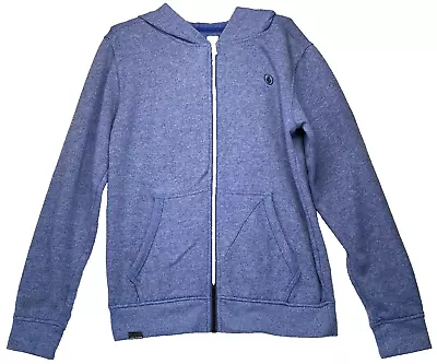 Volcom Hoodie Jacket Youth Large Blue Full Zip Long Sleeve Logo Cotton Polyester • $10