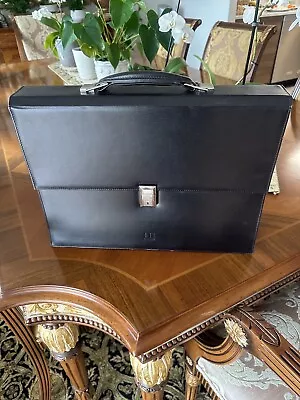 Vintage Dunhill Black Leather Briefcase Document Business Attache Holder • $195