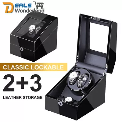 Automatic 2 Watches Display Watch Winder Box 2+3 Leather Storage Watch Box Gift • $99.99