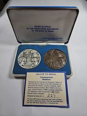 1973 Salute To Israel 25th Anniversary Silver/Bronze Medal Set Medallic Art Co. • $295