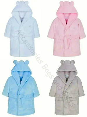 Baby Dressing Gown Hooded Teddy Ears Elephant Motif Girl Boy Baby Town 0-24Month • £9.45