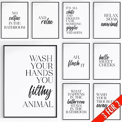 Bathroom Wall Quote Prints Home Décor Bathroom Décor  Modern Stylish Funny • £3.59