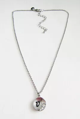 Lia Sophia Jewelry Monogram Letter V Necklace In Matte Silver RV$38 • $9.99