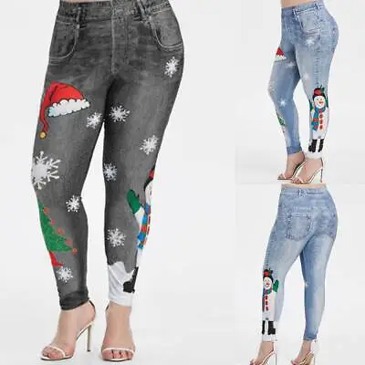 £3.99 • Buy Plus Size Women Christmas Leggings Skinny Stretchy Xmas Trousers Pants Jeggings