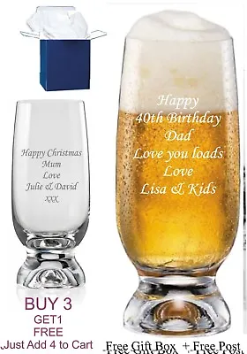 £11.95 • Buy Personalised Beer Glass Birthday Gift 18th 21st 30th 40th 40th 50th 60th Gift