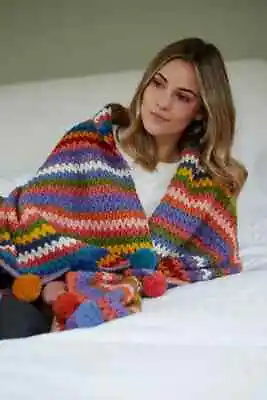 Pachamama Yucatan Fair Trade Throw Retro Hand Knitted 100% Wool Hand Crocheted • £99.99