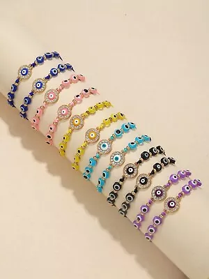 $3.89 • Buy Bead Evil Eye Bracelet Women Charm Lucky Charm Yellow White Red Blue Black Green