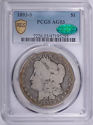 1893 S Morgan Dollar PCGS AG03 CAC Key Date Silver Dollar • $3599