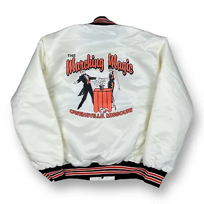 Vintage 90s Satin Bomber Jacket Puffer Men’s Size Medium The Marching Magic • $49.99
