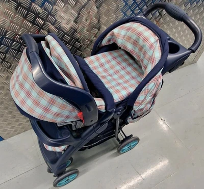 £65 • Buy MOTHERCARE Journey Travel System 3-in-1 Blue/Chequered