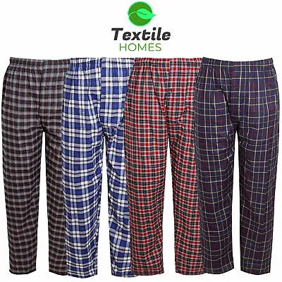 Mens Check Woven Cotton Lounge Pants Bottoms Nightwear Pyjamas Warm Comfy S-2XL • £7.99