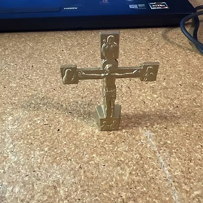 Ornate Metal Cross Paperweight Religious Christian Decorative Desk Top • $0.99