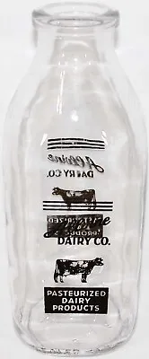 Vintage Milk Bottle ALLVINE DAIRY CO Cow Pictured SPQ Pyro Quart Kansas City KS • $13.49