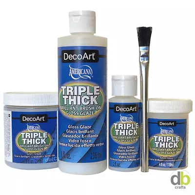 DecoArt Americana Triple Thick Brilliant Brush On Gloss Glaze 2oz 4oz 8oz / Wide • £12