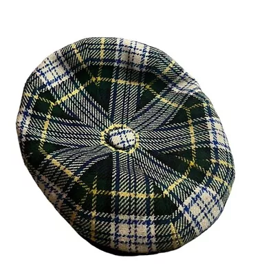 Scottish Clanwear Flat Cap Newsboy Hat Snap Brim Plaid Golf 6 7/8” Kangol Style • $30