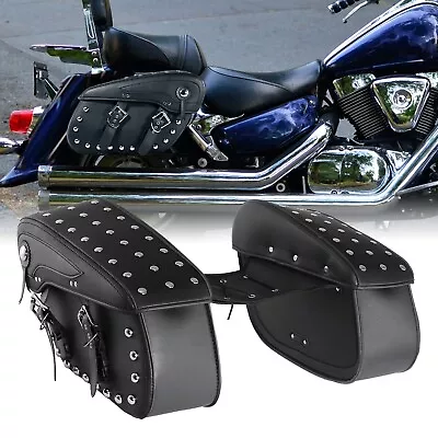 Black Motorcycle Hard Saddle Bags Side Box For Harley Honda Yamaha Universal • $119.99