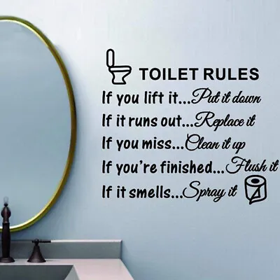 £2.66 • Buy Bathroom Rules Words Quote Sticker Decal Removable Bath Toilet Art Wall Decor