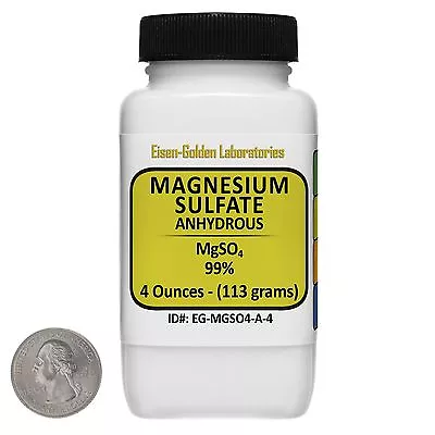 Magnesium Sulfate Anhydrous [MgSO4] 99% ACS Grade Powder 4 Oz In A Bottle USA • $9.99