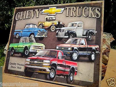 Vintage Chevy Trucks Since 1918 Tin Metal Sign Classic Garage Shop GM Old Pickup • $19.95