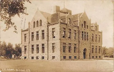 Mitchell South Dakota~High School~Houses Behind~1909 Real Photo~RPPC • $7